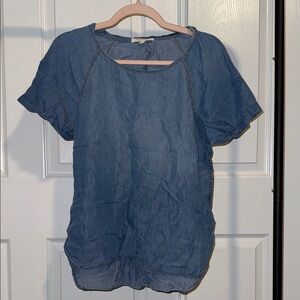 Life in Progress Blue Short Sleeve Denim Top